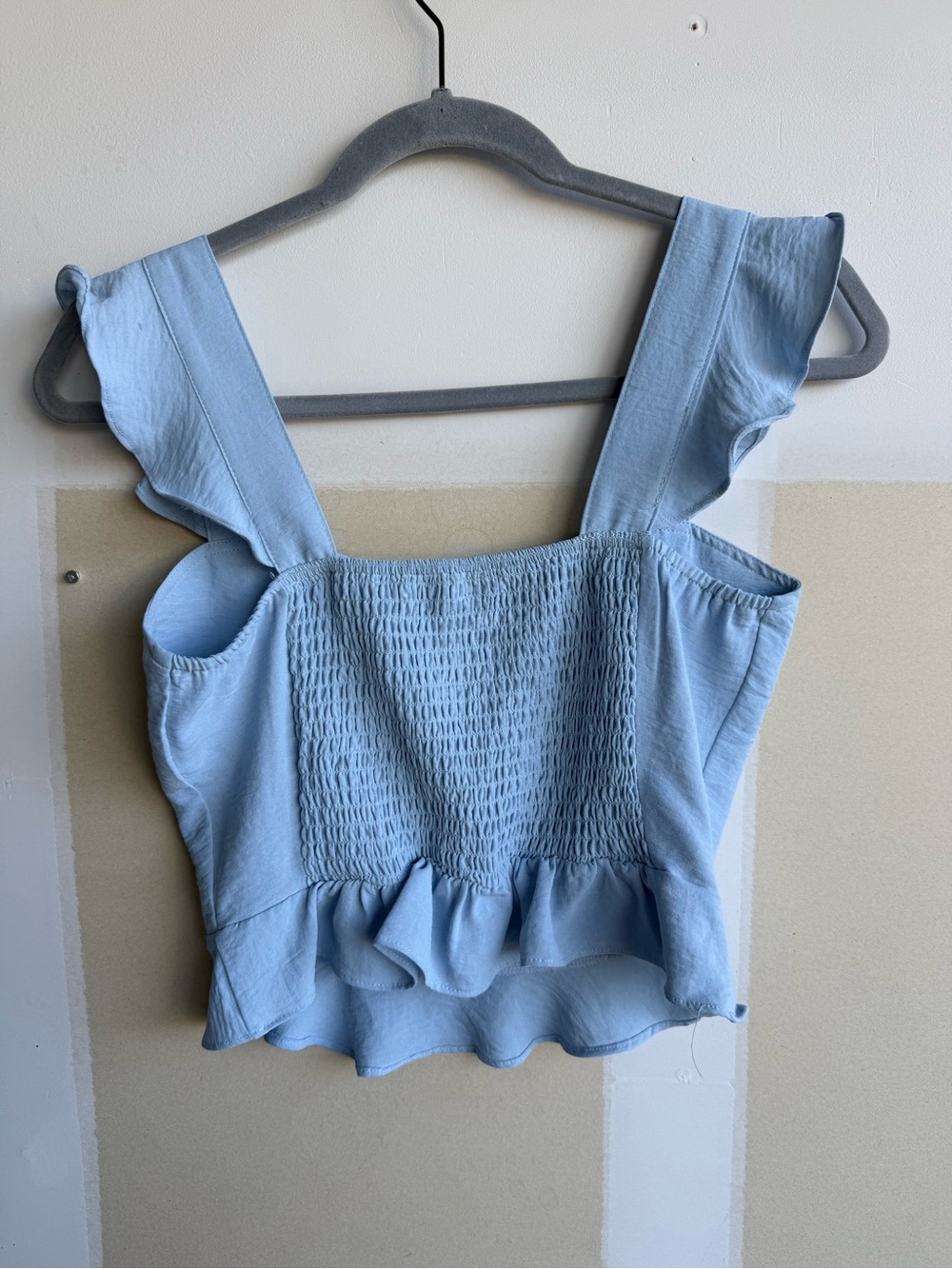 Altar'd State Powder Blue Ruffle Strap Crop Top - Picture 3 of 3